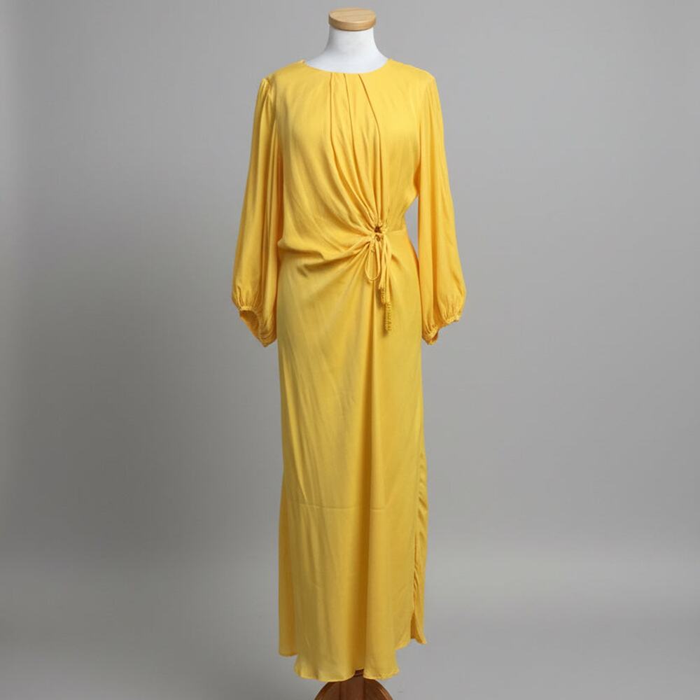 FARM Rio yellow satin dress, size L